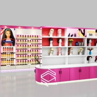 Dernier design de mobilier d'exposition pour la décoration intérieure de magasin de perruques avec présentoirs pour salon de coiffure