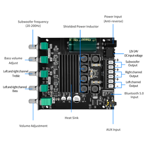 Hot ZK-MT21 50W*<span class=keywords><strong>2</strong></span>+100W <span class=keywords><strong>2</strong></span>.1-kanaals digitale versterkermodule hoge en lage tonen superbas - Product Image 5