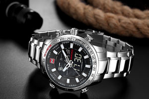 <span class=keywords><strong>Naviforce</strong></span> นาฬิกาสปอร์ตสแตนเลสสำหรับผู้ชาย, นาฬิกาดิจิทัลอนาล็อก LED สำหรับผู้ชายนาฬิกาควอทซ์สแตนเลสผู้ชาย - Product Image 6