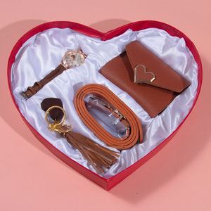 IStapromo Gifts Women's Gift Box Red Luxury Watch <b>Perfume</b> Brooch Lipstick Belt Gift Set for Valentine's Day - Product Image 4