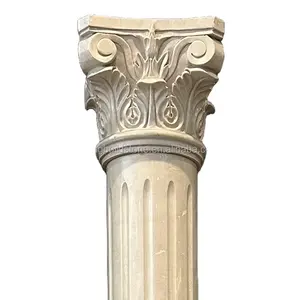 Stone Columns Beige Marble Natural European Classical 1 Set Hollow Luxury Decoration Custom Caste Stones for Villa Greek Villa