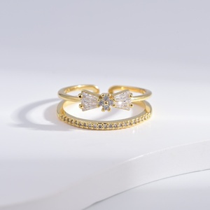 wholesale plata 925 sterling silver Geometric simple <b>ring</b> Everyday casual <b>open</b> fashion promise zircon 14k gold <b>rings</b> for women - Product Image 5
