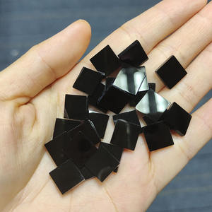 Pierre précieuse naturelle en onyx noir de forme carrée, 10x10mm, agate noire pour la fabrication de bijoux - Product Image 5