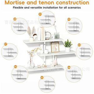 Wooden <b>Wall</b> <b>Mounted</b> <b>Shelf</b> Rectangle Home Living Room Storage Rack Durable <b>Wall</b> Mount Type Xh 81 - Product Image 3