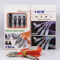 Kabel Data nilon Tipe C dapat diputar, 180 derajat 120W 6A PVC 4 1 USB Tipe C multifungsi kabel sinkronisasi Data pengisian cepat USB mikro