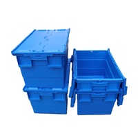 Caisse logistique grise en plastique empilable JOIN avec couvercle intégré pour entrepôt ASRS