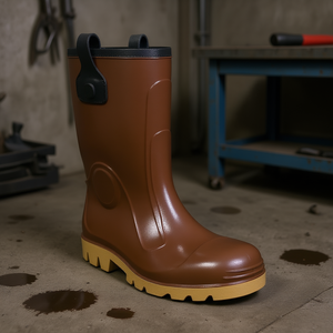 Botas de Seguridad Ttake Marrones de PVC con Suela de Goma para Protección Laboral - Product Image 3