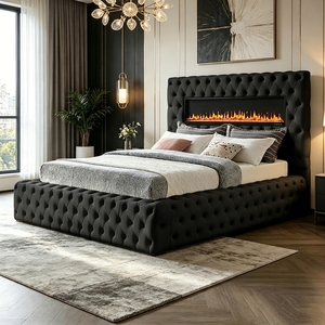 Wholesale Price Customized Bedroom Furniture <strong>Queen</strong> king <strong>Size</strong> Upholstered Soft <strong>Bed</strong> <strong>Frame</strong> with Fireplace - Product Image 1