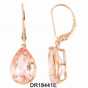 Pendientes de Plata de Ley 925 con Baño de Oro Rosa y Morganita en Corte Pera para Mujer - Product Image 2