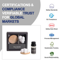 Ensemble de désodorisants en plâtre nuageux avec logo personnalisé, base en bois et emballage cadeau, ingrédient actif à 5%-15%, utilisation à domicile/bureau/hôtel