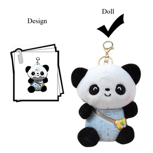 Tùy chỉnh dễ thương <span class=keywords><strong>Panda</strong></span> sang trọng Mặt dây chuyền Keychain phim hoạt hình động vật phụ kiện đồ chơi - Product Image 1
