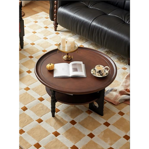 Tavolino da Caffè di Lusso <span class=keywords><strong>Vintage</strong></span> in Legno di Quercia Rossa Massello, Multifunzionale con Spazio di Archiviazione per Arredamento Soggiorno - Product Image 2