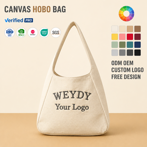 Custom Cotton Canvas Hobo <strong>Bag</strong> Shoulder Handbag Large Capacity <strong>Slouch</strong> <strong>Tote</strong> with Logo Print Reusable Shopper for Women Bulk - Product Image 1
