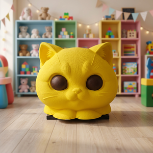 Sculpture de chat en fibre de verre jaune, statue d'animal en résine, modèle d'art pour l'affichage festif des centres commerciaux - Product Image 3