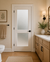 Porte intérieure commerciale moderne en verre USA, 2 vitres, pour garde-manger, en bois blanc, avec portes en verre dépoli pour la maison