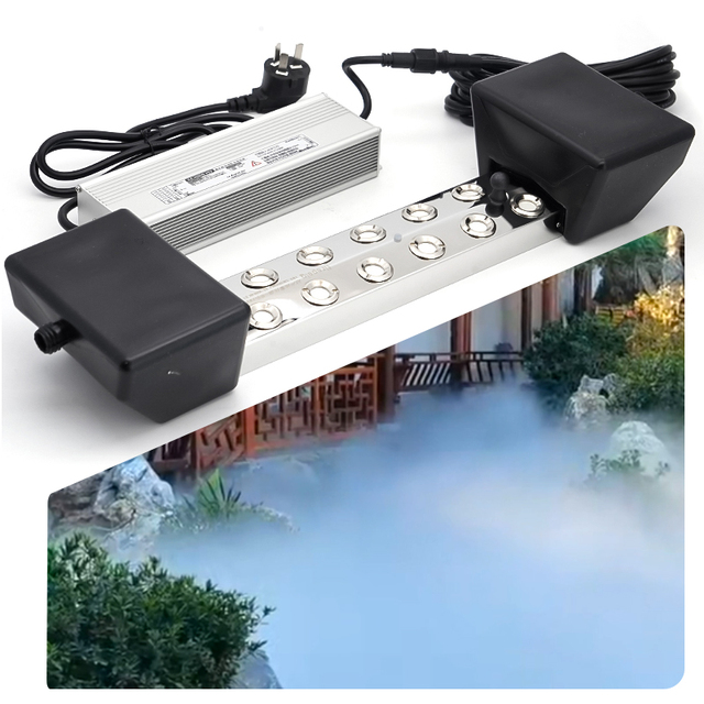9L/H Ultrasonic Humidifier 12 Head Stainless Steel Mist Maker Fogger for Aquarium Fish Pond