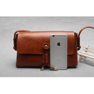 Dầu Sáp Da Bò sọc vuông nhỏ retro chính hãng Da Lady dây kéo đóng cửa của phụ nữ Vai Túi đa năng - Product Image 3