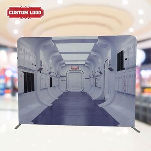 Custom Design Tension Fabric Trade Show Led Backlit Display <b>Backdrop</b> <b>Stand</b> Metal 20Ft Straight Tension Fabric Display - Product Image 1