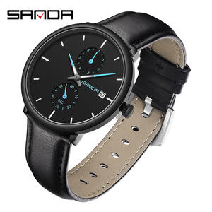 Reloj de Pulsera Analógico para Hombre Sanda 1115, Diseño Ejecutivo, Movimiento de Cuarzo Japonés, Tres Esferas, Visualización del Día, Correa de Cuero, Resistente al Agua - Product Image 2