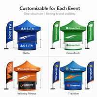 Kit de Soutien Personnalisé pour Salons Professionnels avec Nappes, Bannières et Drapeaux de Marque pour Stands d'Exposition