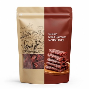 ถุงเนื้ออบแห้งพิมพ์ลายตามสั่ง ถุงมายลาร์แบบตั้งได้ ซิปล็อคปิดผนึกได้ บรรจุภัณฑ์อาหารแบบมีหน้าต่างแบบด้าน ถุงเนื้อบิลตอง รับผลิตแบบ OEM - Product Image 1