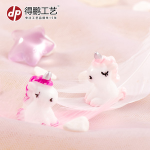 Figurines en résine de licorne de dessin animé Dp Mini, bleu, rose, rouge, décoration de la maison, ornements artisanaux artistiques - Product Image 2