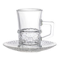 Tasse à café en verre à boire de restaurant à la mode de luxe avec soucoupe ensemble de tasses à thé en verre