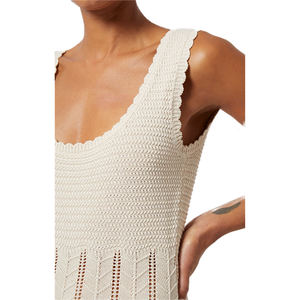 Maglieria a girocollo aperta a Pointelle personalizzata all'ingrosso con volant mare <span class=keywords><strong>Midi</strong></span> a mano lavorato a maglia in <span class=keywords><strong>cotone</strong></span> uncinetto abito da donna - Product Image 4