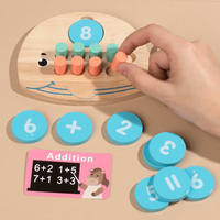Jeu de mathématiques en bois Baleine : Comptoir, Addition, Soustraction, Cartes de décomposition des nombres, Piques et Disques – Apprentissage précoce des mathématiques pour tout-petits, Unisexe, Marque UBM