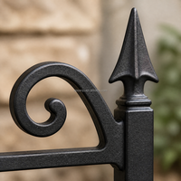 Panel de Cerca Decorativa de Acero Negro con Recubrimiento en Polvo, Estilo Hierro Forjado, Fuente para Patio, Tamaño Personalizado