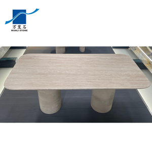 Op Maat Gemaakte Beige Travertijn Tafel Ronde Marmeren Eettafel Nordic Stenen Meubels Marmol Travertijn Eettafel - Product Image 2
