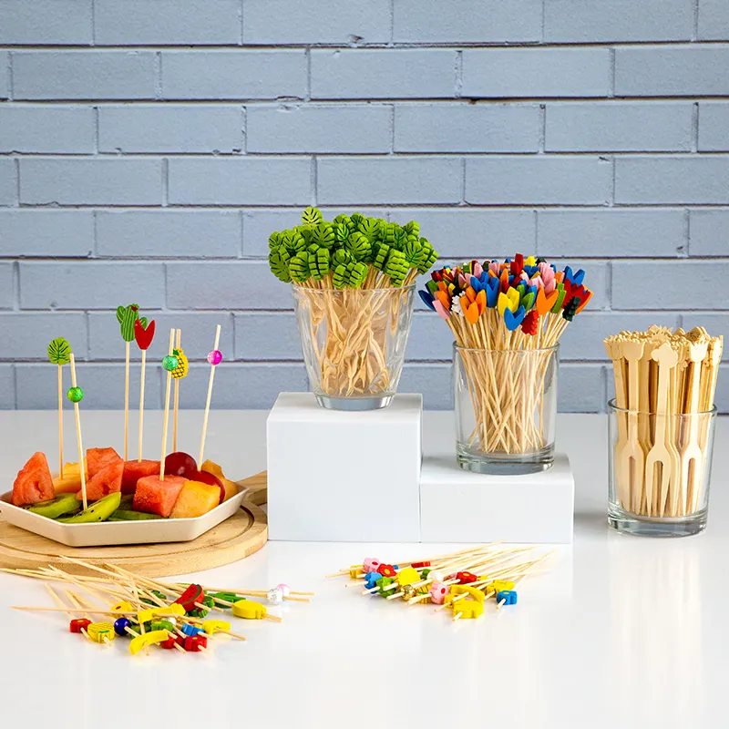 Hot Sale Customized Decorative Bamboo Toothpick Cocktail Fruit Picks