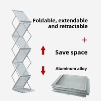 Présentoir de sol réglable en hauteur en alliage d'aluminium A4 pour magazines, utilisation en exposition, support pour albums et données, 5,5 kg