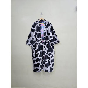 Nouvelle arrivée, robe kimono élégante de haute qualité en velours de coton brodé, col en V, longueur intégrale, motif floral, pour femmes, demoiselle d'honneur - Product Image 1