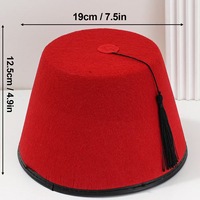 Vente en gros accessoire de costume marocain rouge chapeau turc de Fès avec pompon noir pour les fêtes décontractées et en plein air des adultes