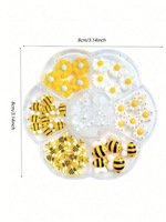 Nouvelle Arrivée Breloques Abeille en Résine Personnalisées à Marque Privée Strass Chrysanthème Accessoires pour Ongles à Presser Décoration Manucure