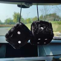 Paire personnalisée de dés en peluche pour voiture, dés en peluche mignons avec des points pour la décoration de voiture