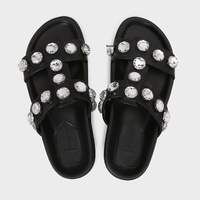 Sandales compensées noires en PU pour femme, bout rond, rehaussantes, nouvelle collection été 2025, style décontracté ouvert pour la plage