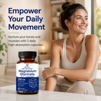 Qbioflex Factory Direct Oem Supplément de glycinate de magnésium à absorption élevée Capsules de glycinate de magnésium 60