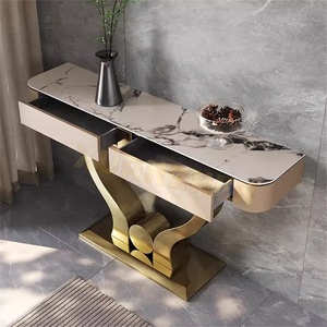 Muebles de sala de estar Xuanzhen, mesas de <span class=keywords><strong>consola</strong></span> de mármol dorado, mesa de sala de estar, mesas de entrada modernas de lujo, consolas <span class=keywords><strong>con</strong></span> <span class=keywords><strong>cajones</strong></span> - Product Image 1