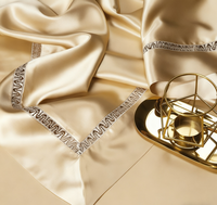 Parure de lit 4 pièces en soie filigranée or champagne, douce et soyeuse, hydratante et respectueuse de la peau, pour la maison et l'hôtel