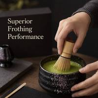 Meilleure Vente : Ensemble Matcha Fait Main 4 Pièces – Serviette de Thé, Cuillère en Bambou, Fouet Chasen, Support et Bol en Céramique – Coffret Cadeau Matcha