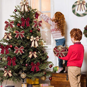 Usine Directe Polyester Ruban De Noël Imitation Chanvre Treillis Tissé <span class=keywords><strong>Lin</strong></span> Emballage 6.5cm 50 Yards <span class=keywords><strong>Bobine</strong></span> avec Arc - Product Image 6