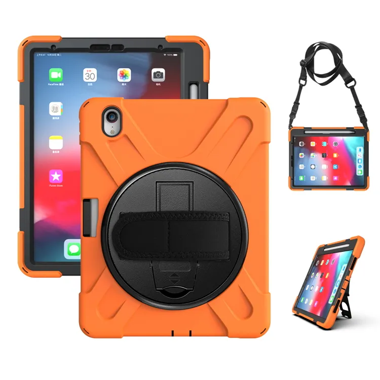 For iPad pro 11 2020 Silicone Case Shockproof tablet case cover with Hand Should Strap For iPad pro 11 2018