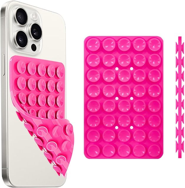 Silicone Suction Waterproof Phone Adhesive Mount Compatible for Cellphone Cases Anti-Slip Mobile Accessory Holder for Desk