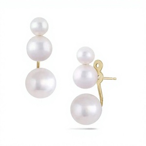 Pendientes Clásicos de Perlas de Agua Dulce con Baño de Oro de 18K, Joyería para Uso Diario de Mujer - Product Image 1