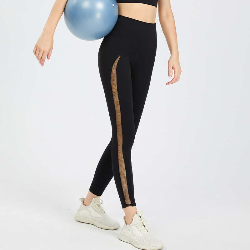Phong Cách Mới Lưới Chắp Vá Đào Mông Thiết Kế Yoga Pant Phụ Nữ Màu Xanh Lá Cây Khỏa Thân Cao Eo Độc Đáo Yoga Xà Cạp Vớ