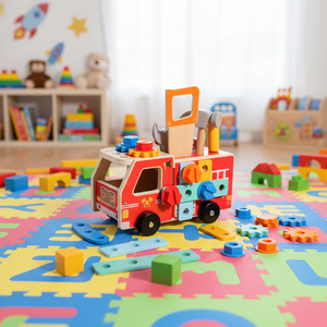 Outils de démontage Montessori, chariot en <span class=keywords><strong>bois</strong></span> sûr pour l'assemblage créatif des enfants de 5 à 7 ans - Product Image 5