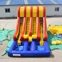 Toboggan aquatique gonflable géant à trois voies avec piscine à jets d'eau, toboggan aquatique commercial en PVC pour enfants, location pour fêtes, usage commercial