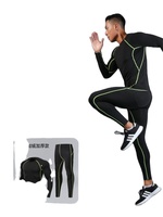 Ensemble 2 pièces de sport thermique à séchage rapide, col rond, anti-plis, taille mi-haute, doublé polaire, pour automne-hiver